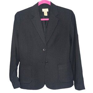 Vintage Ann Taylor Loft Petites Black Blazer with White Windowpanes Sz 6P